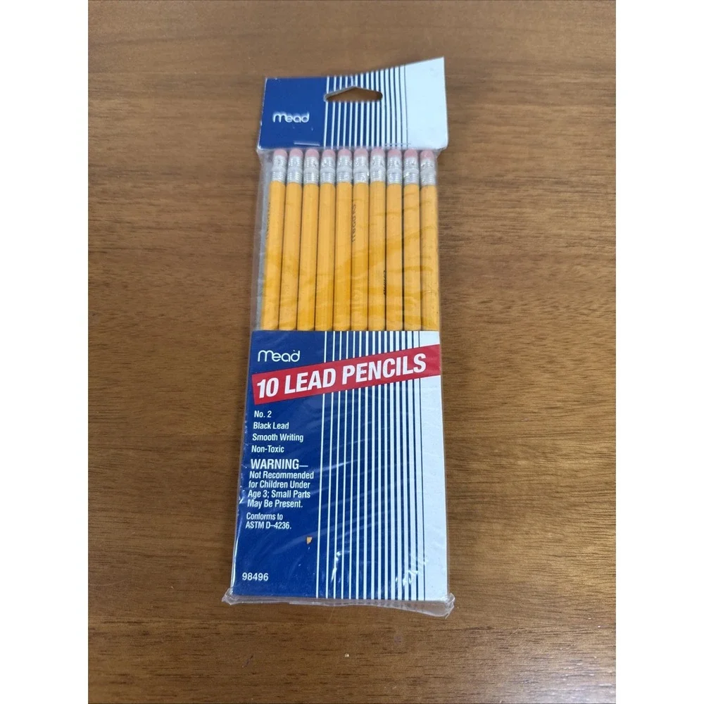 Vintage 1993 Mead 10 Black Lead No. 2 Pencils Non-Toxic Smooth Writing